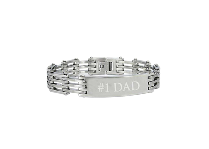 Rhodium Plated Dad ID Bracelet